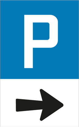Bild von Parkplatzschild Pfeil rechts