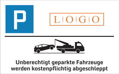 Bild von Parkplatzschild mit Logo Abschleppsymbol